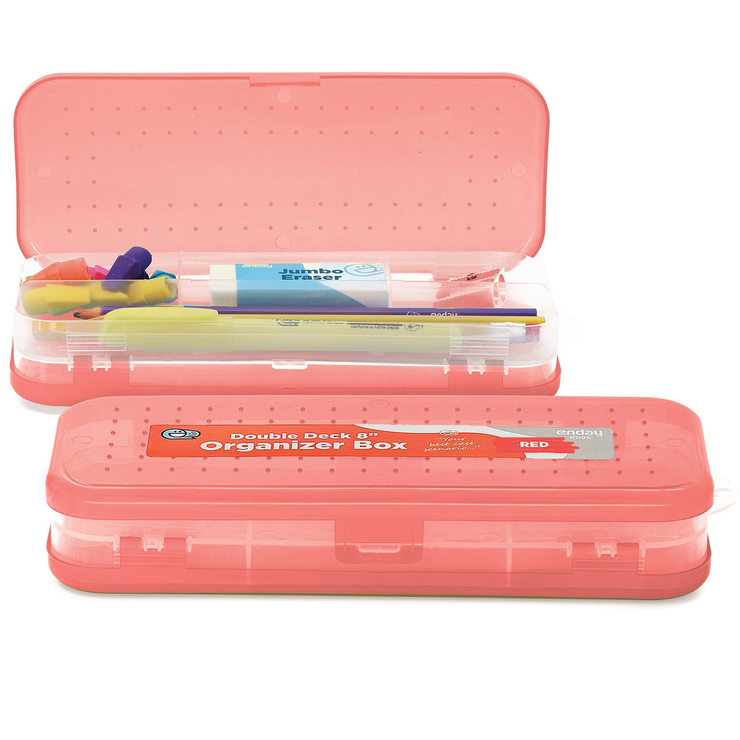 Enday 8" Bright Color Double Desk Organizer Box