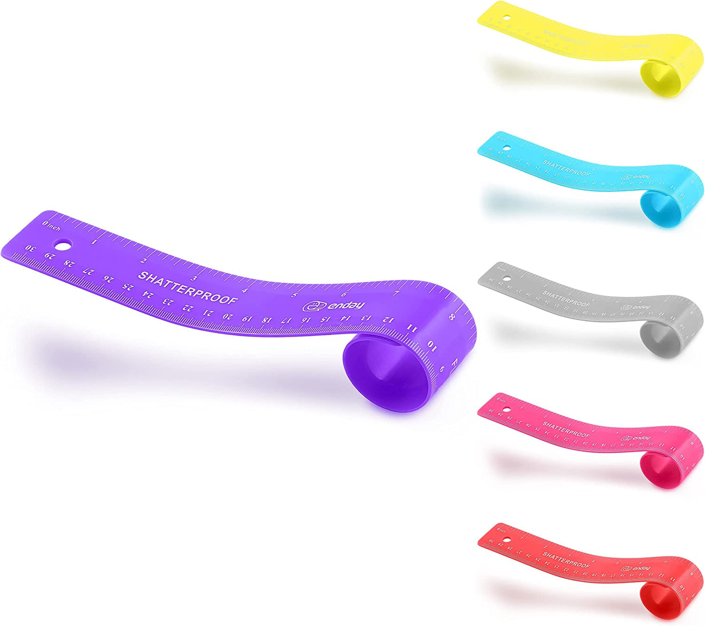 Enday 12" (30cm) Shatterproof Flexible Ruler