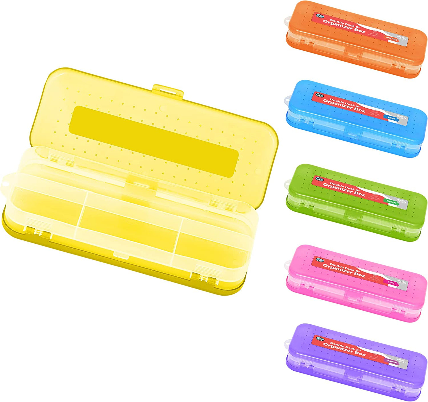 Enday 8" Bright Color Double Desk Organizer Box