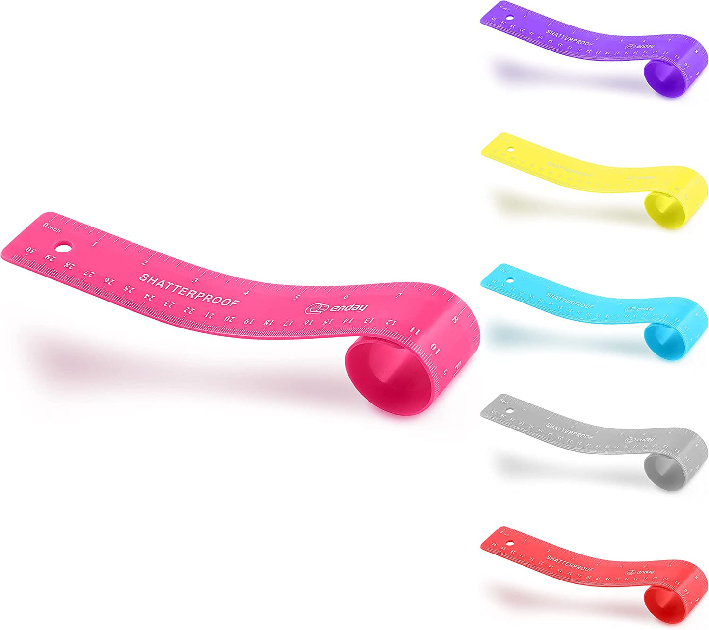 Enday 12" (30cm) Shatterproof Flexible Ruler