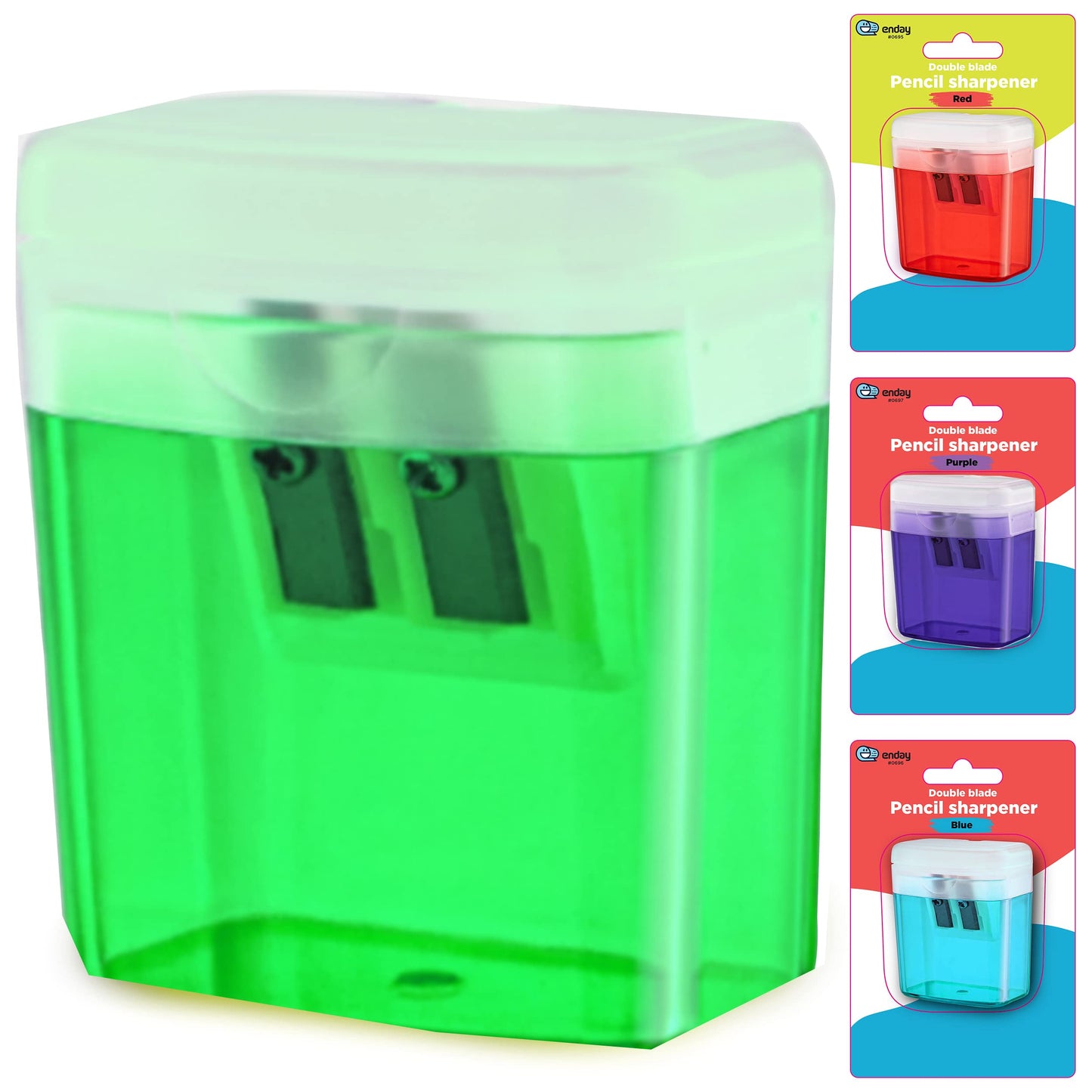 Enday 2-Hole Rectangular Sharpener W/Recycle Bin