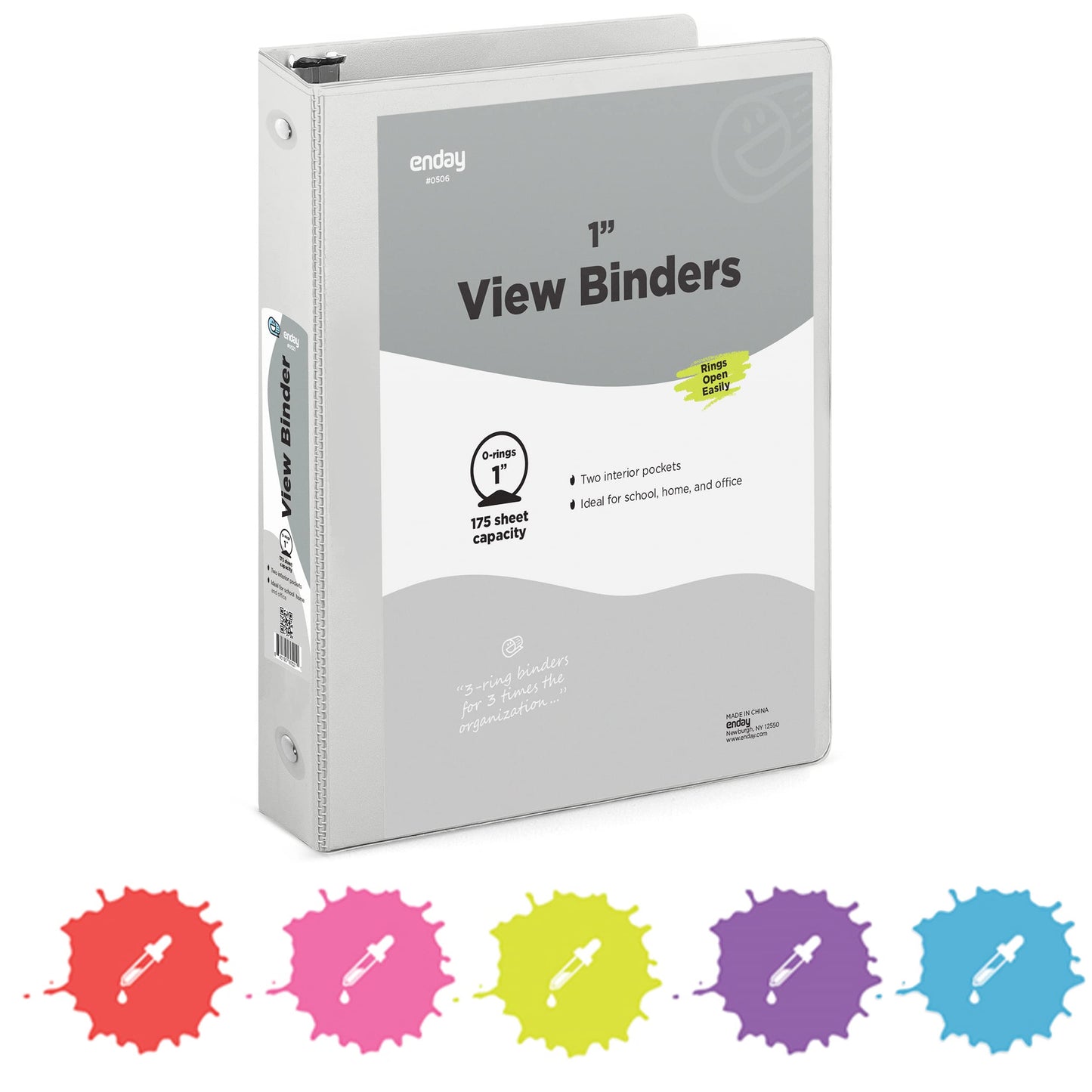 Enday 3-Ring View Binder W/ 2-Pockets