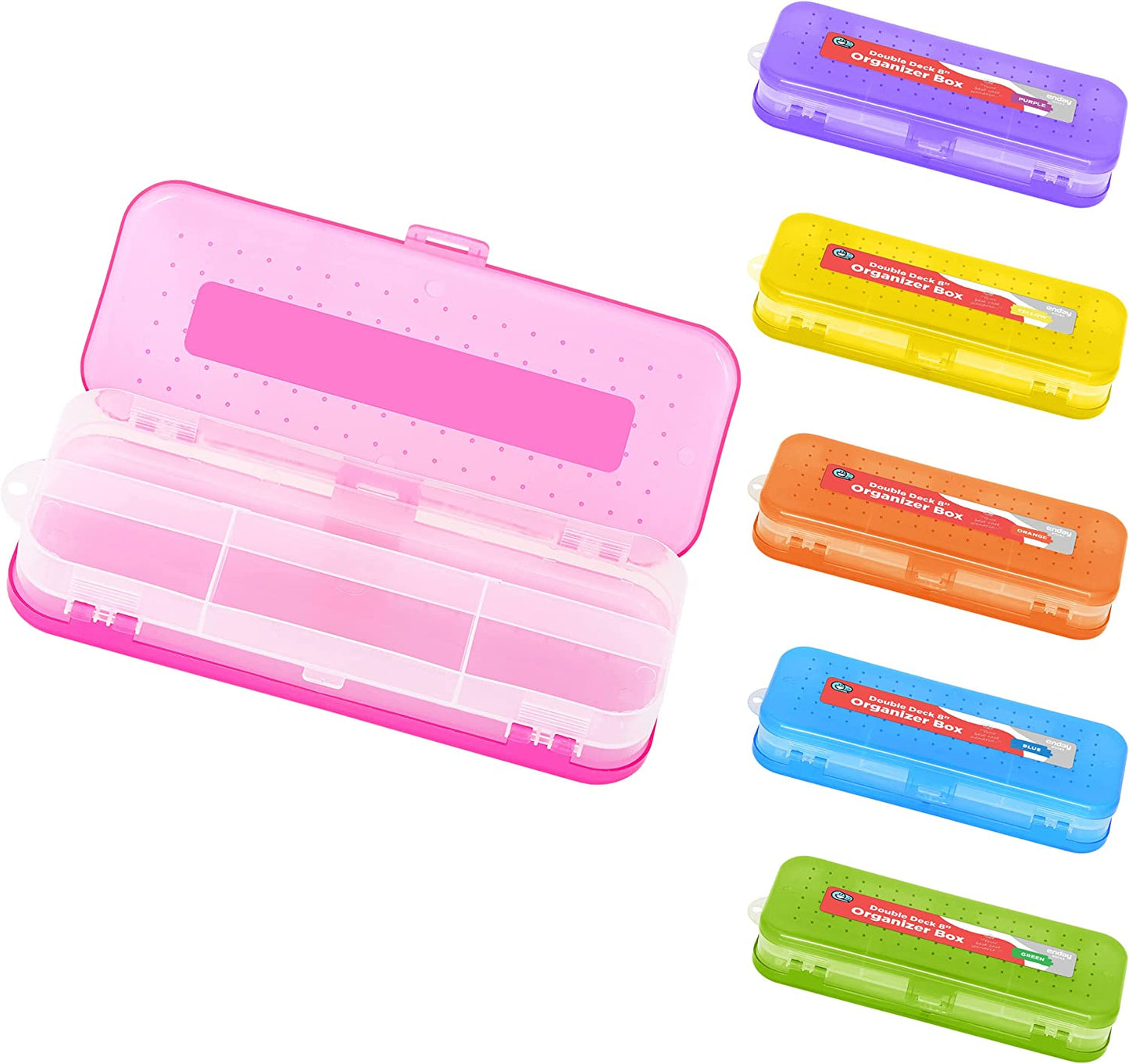 Enday 8" Bright Color Double Desk Organizer Box