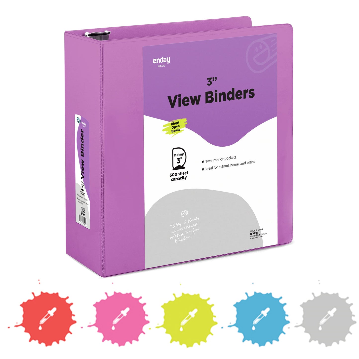 Enday 3-Ring View Binder W/ 2-Pockets