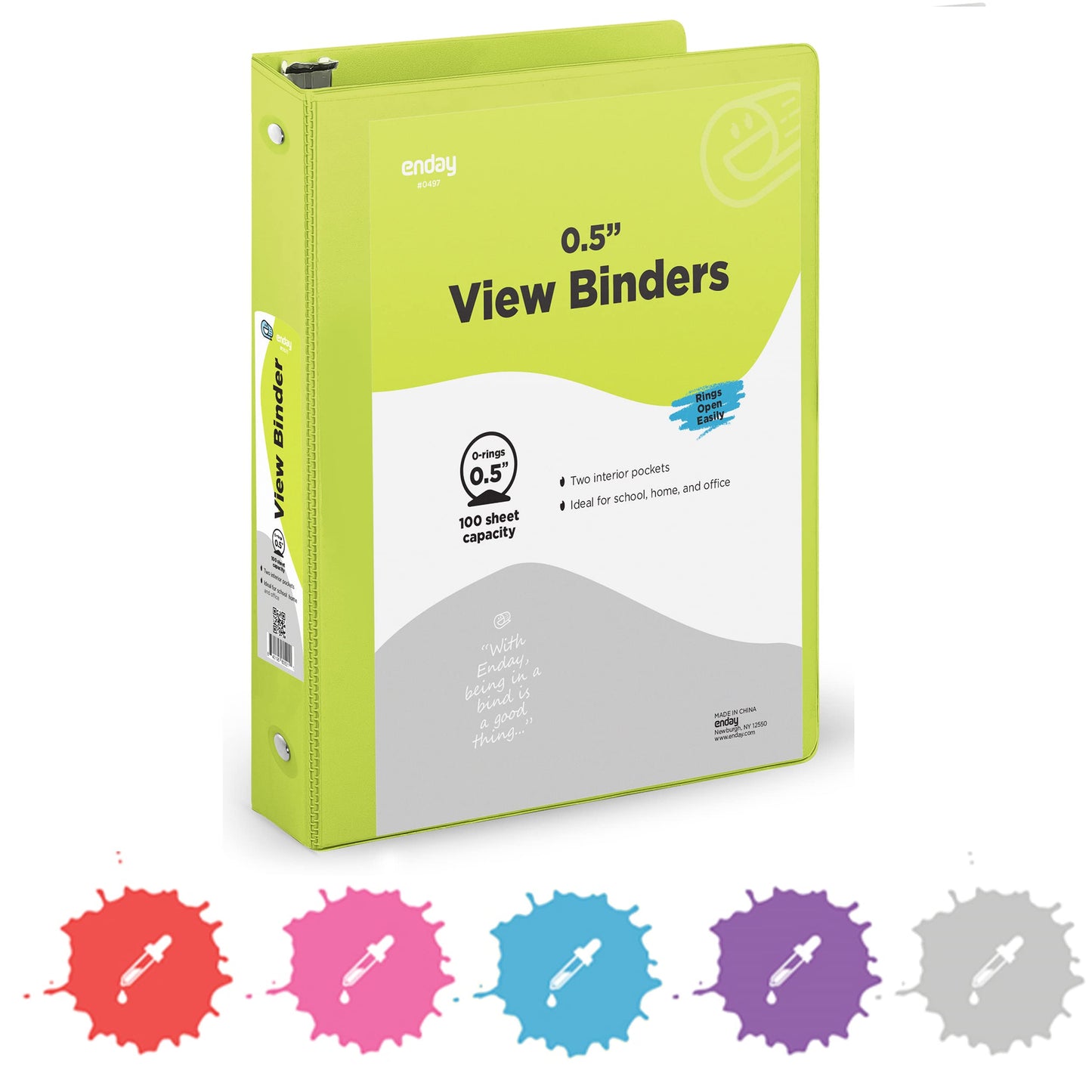 Enday 3-Ring View Binder W/ 2-Pockets