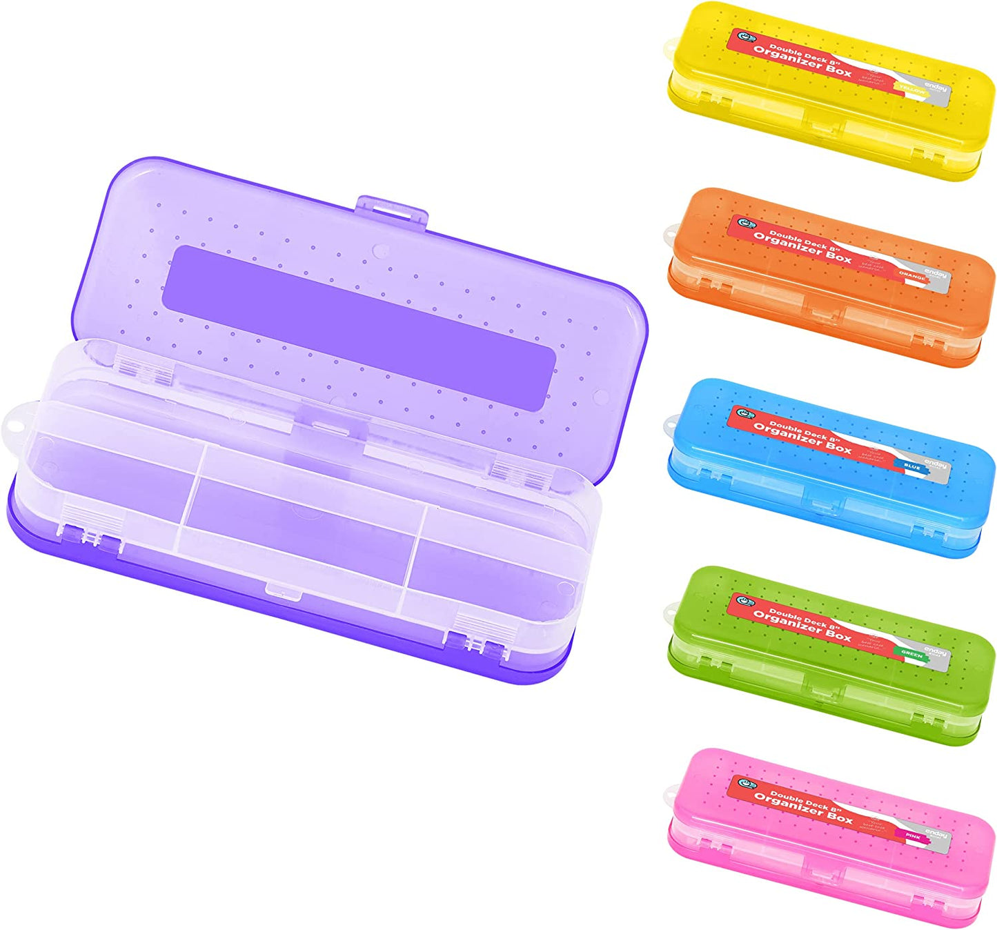 Enday 8" Bright Color Double Desk Organizer Box