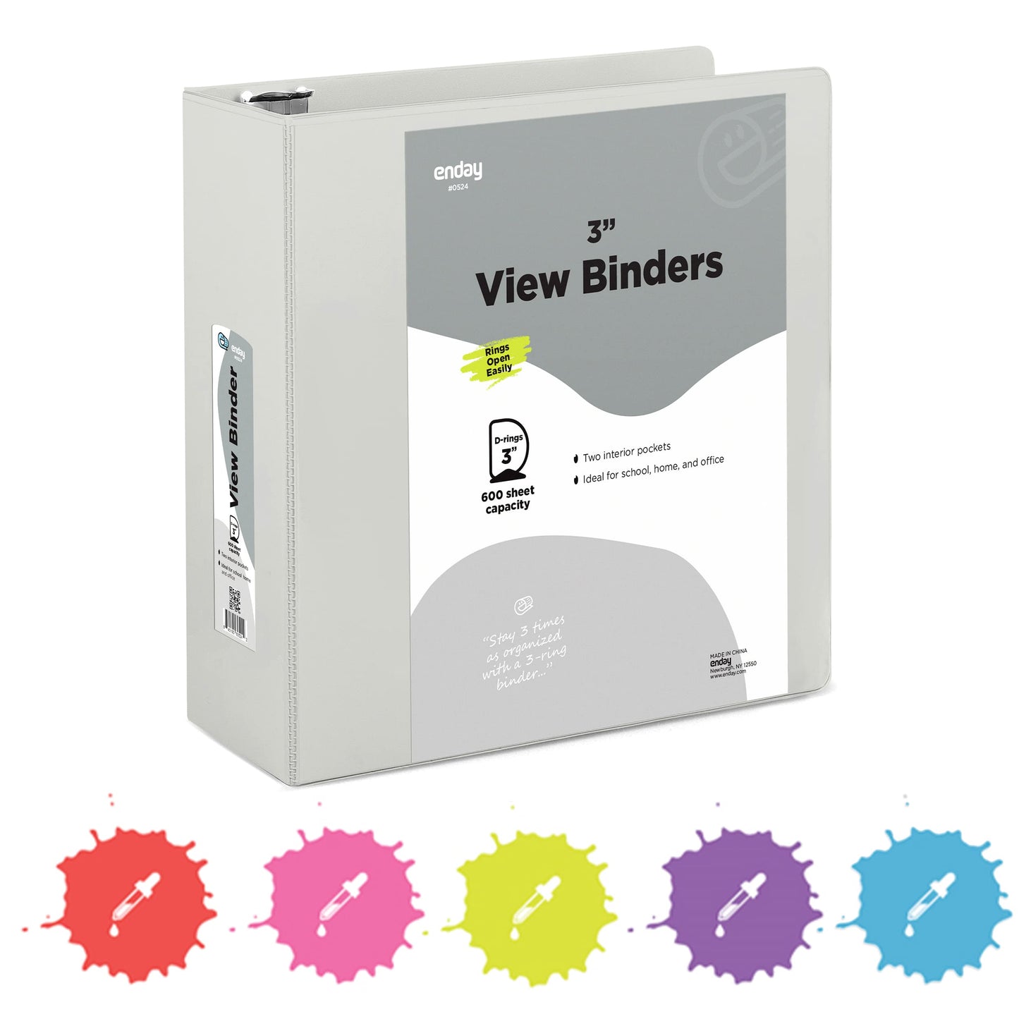 Enday 3-Ring View Binder W/ 2-Pockets