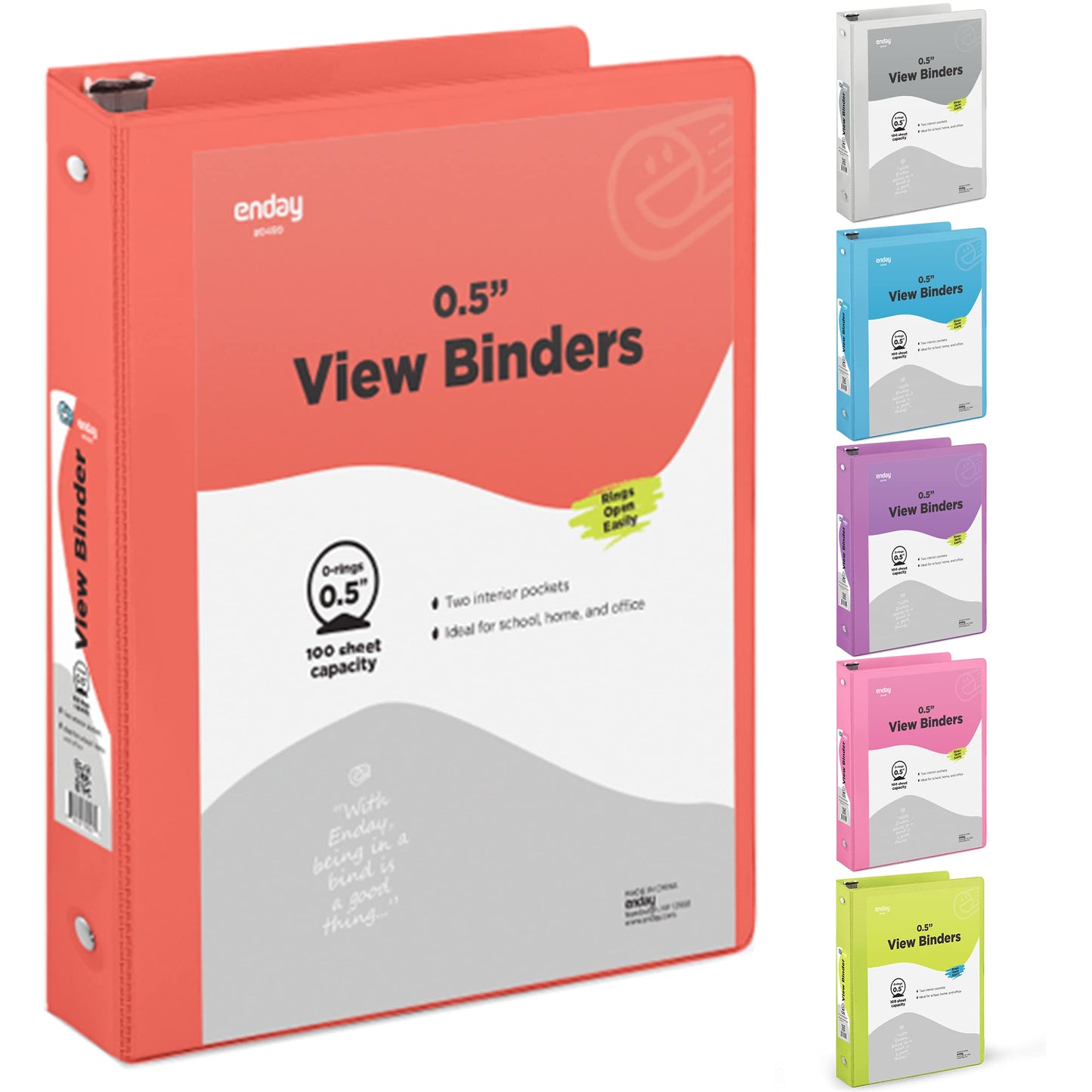 Enday 3-Ring View Binder W/ 2-Pockets
