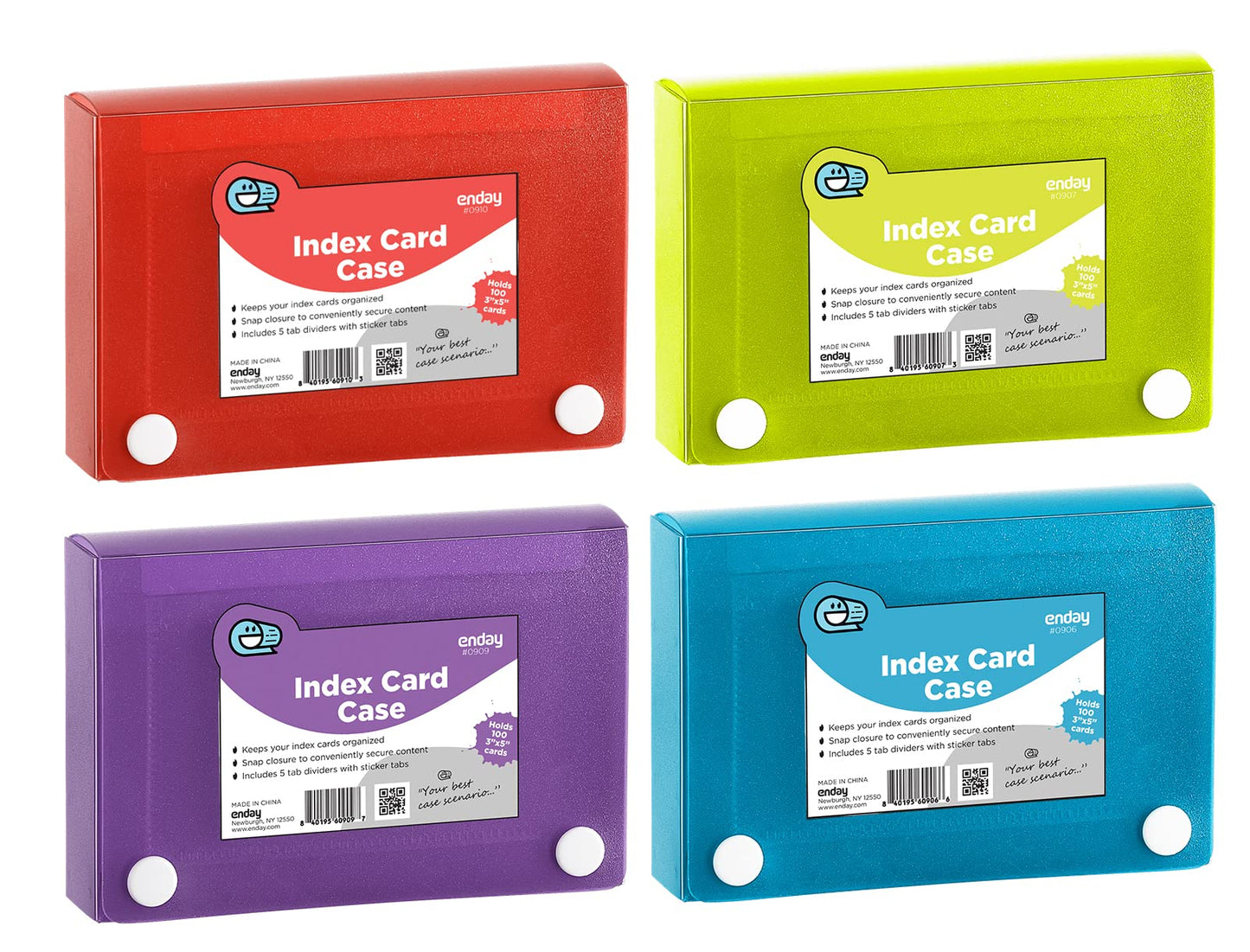 Enday 3" X 5" Index Card Case Holds 5 Tab Dividers