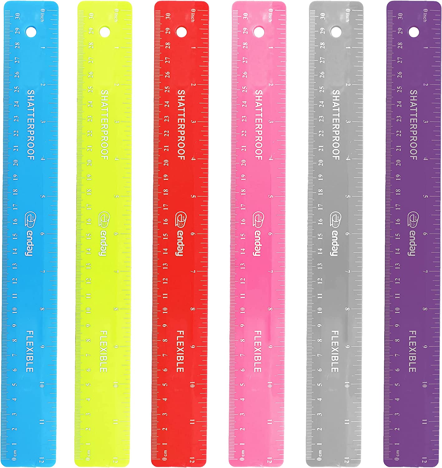 Enday 12" (30cm) Shatterproof Flexible Ruler