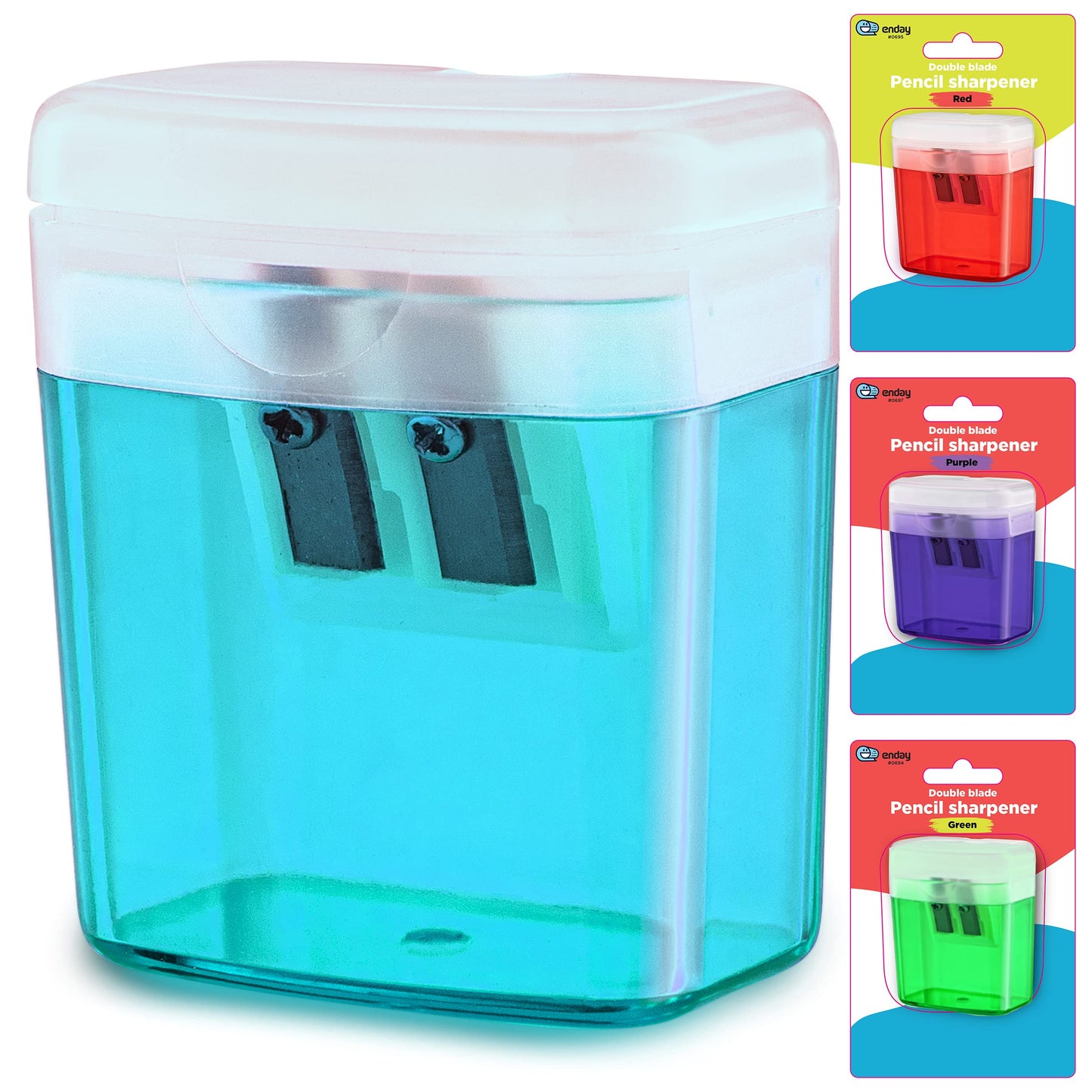 Enday 2-Hole Rectangular Sharpener W/Recycle Bin