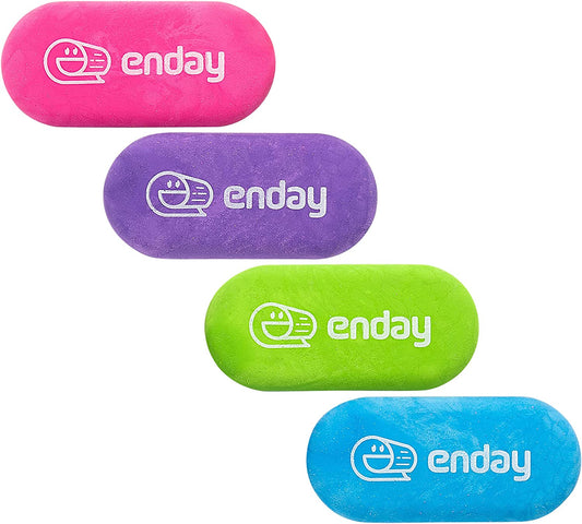 Enday Bright Color Oval Eraser 4 pack
