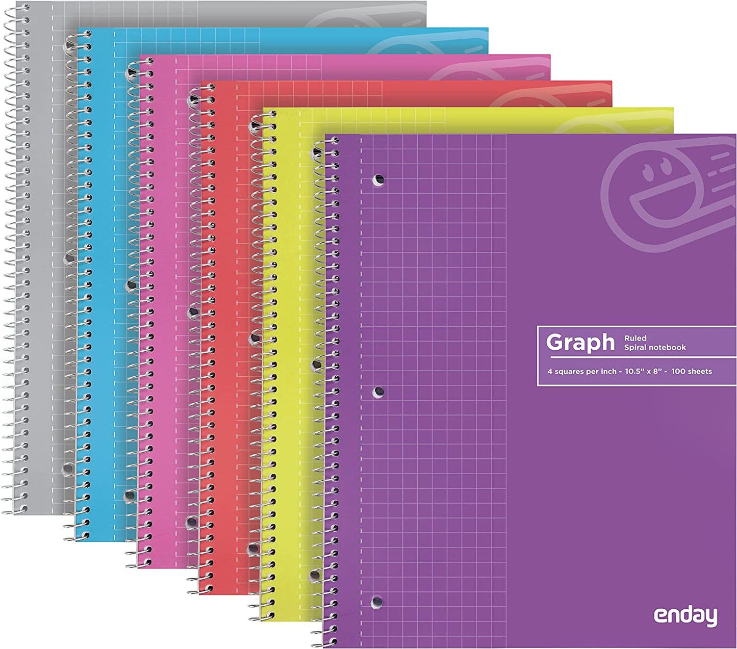 Enday 100 Ct. Quad-Ruled Spiral Notebook