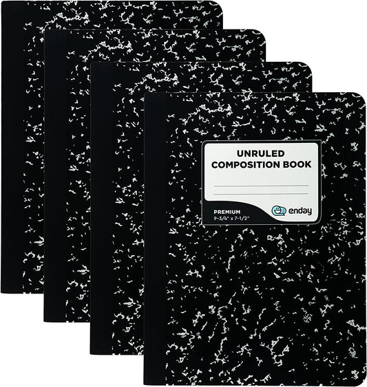 Enday Unruled 100 Ct. Premium Black Marble Composition Book
