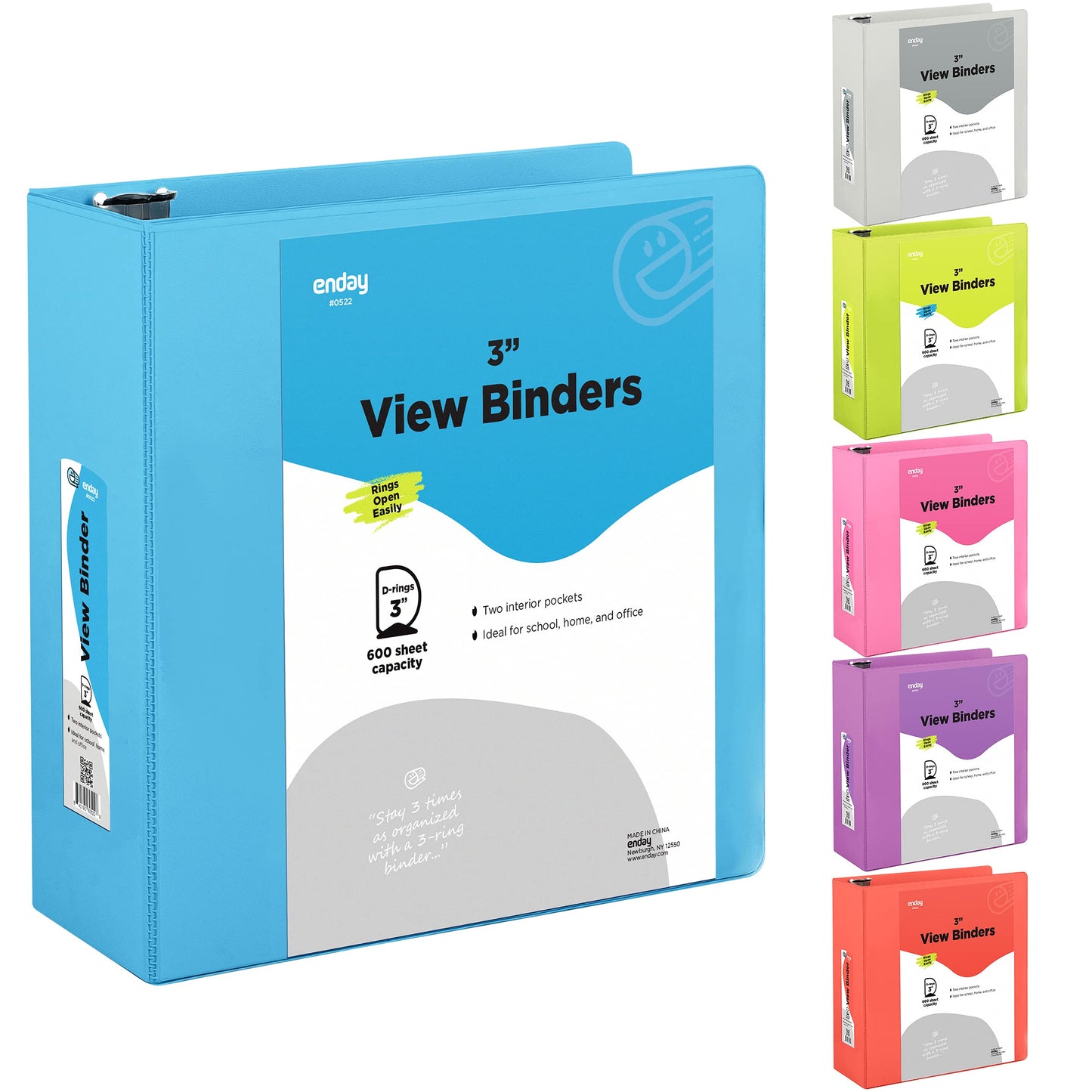 Enday 3-Ring View Binder W/ 2-Pockets