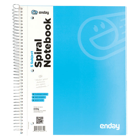 Enday C/R 180 Ct. 5-Subject Spiral Notebook