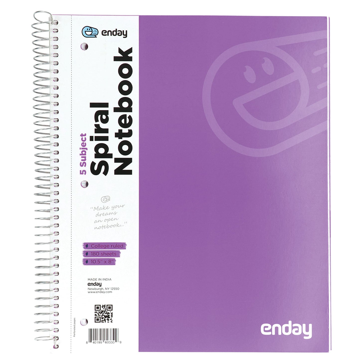 Enday C/R 180 Ct. 5-Subject Spiral Notebook