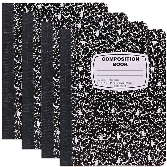Enday W/R 100 Ct. Black Marble Composition Book